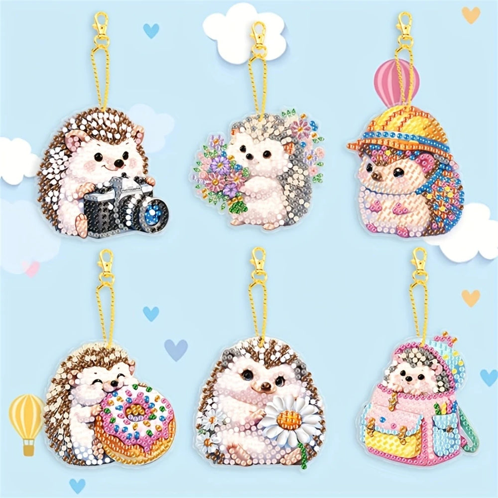 DIY Diamond Painting Keychain Kit- Hedgehog Pattern
