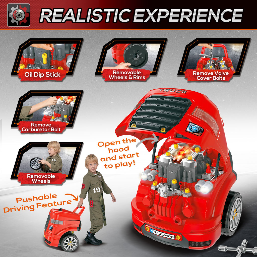 Kids Mechanic Truck Engine Service Toy Set