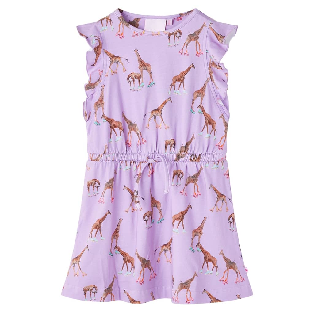 Children's dress with ruffled sleeves and waistband