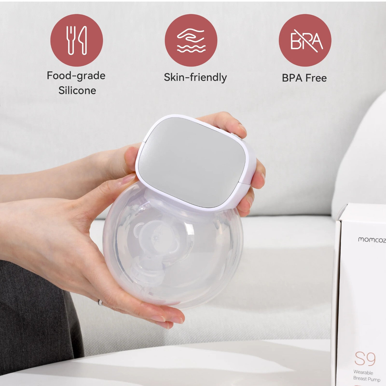 S9 Breast 2pcs Double Wearable Hands-Free Electric Breastfeeding Grey 24mm