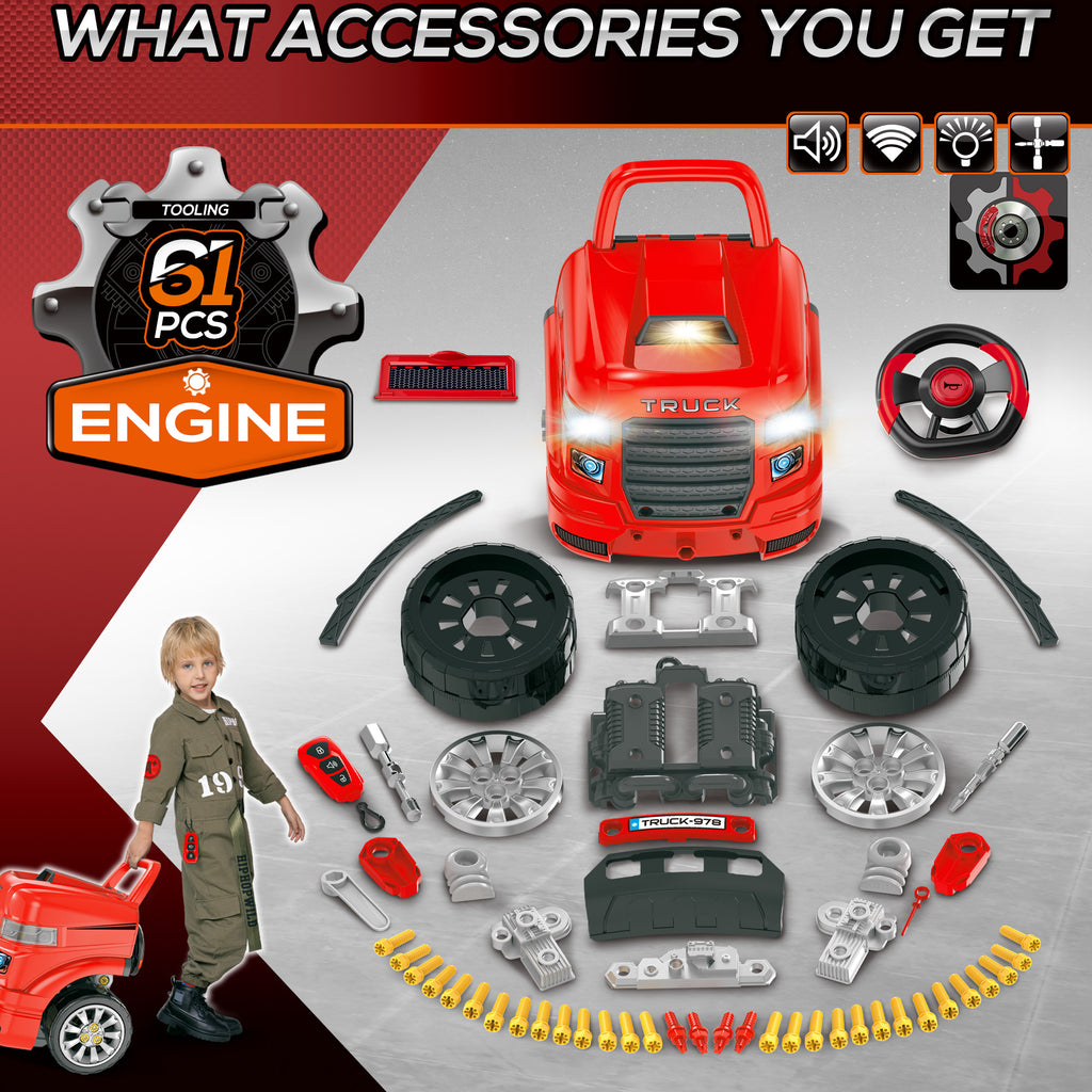 Kids Mechanic Truck Engine Service Toy Set