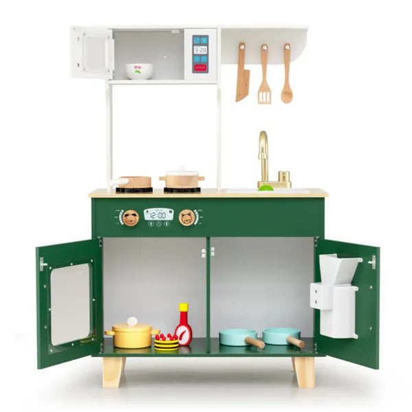 Kids Play Kitchen With Realistic Faucet & Ice Dispenser