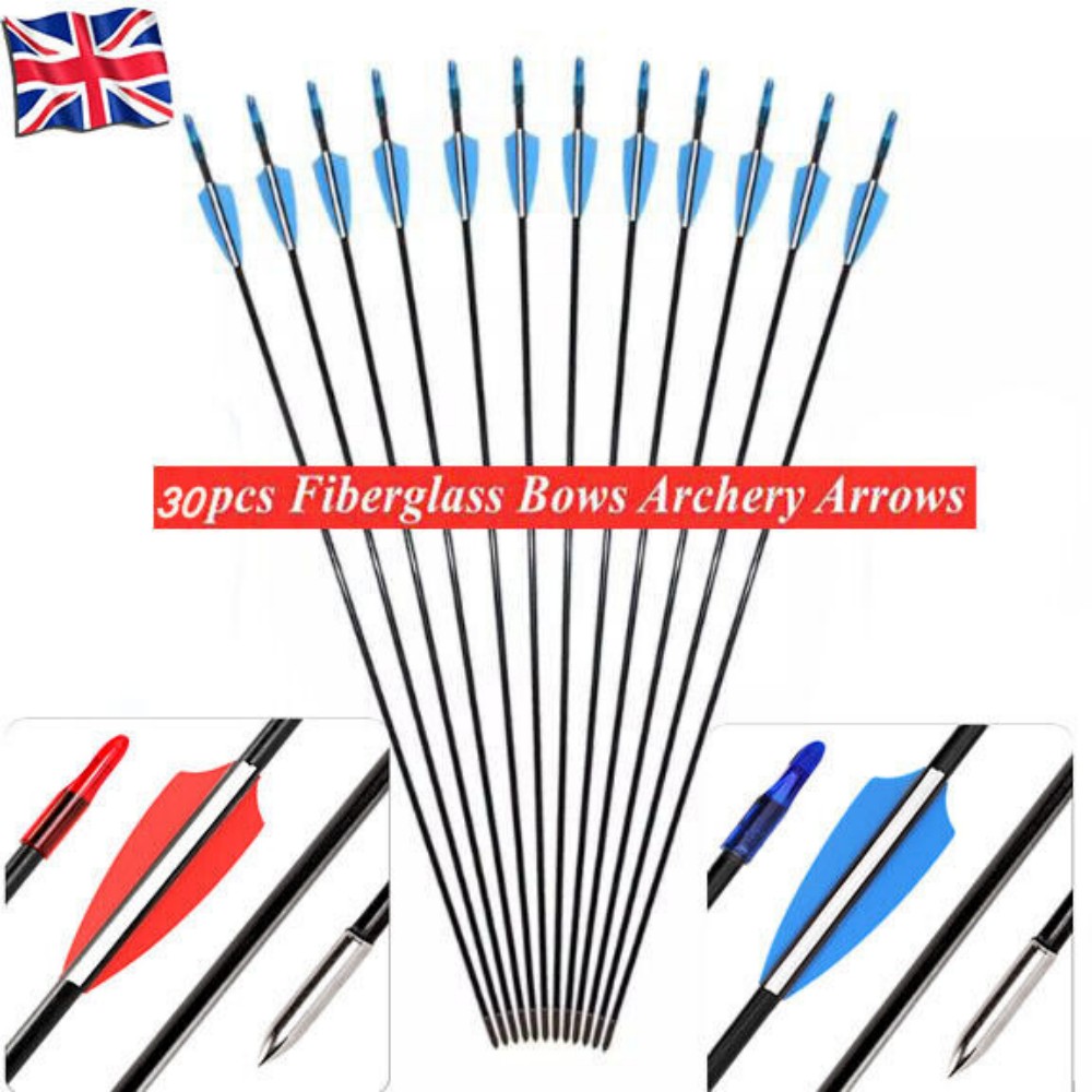 30 Fiberglass Archery Arrows for Target Practice