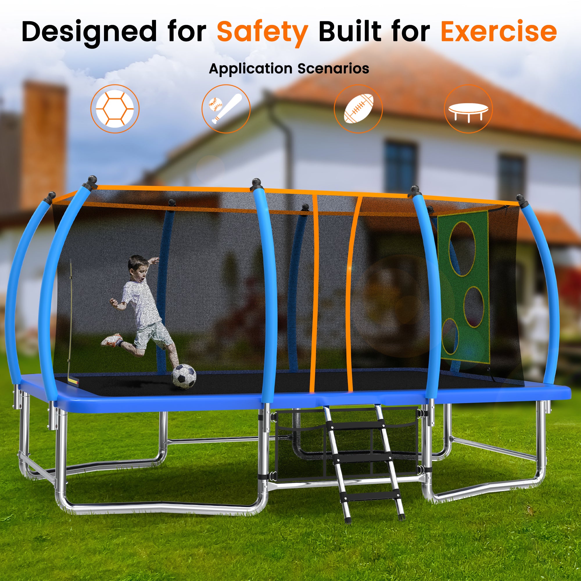 8X14FT Outdoor Rectangular Trampolines For Kids & Adults