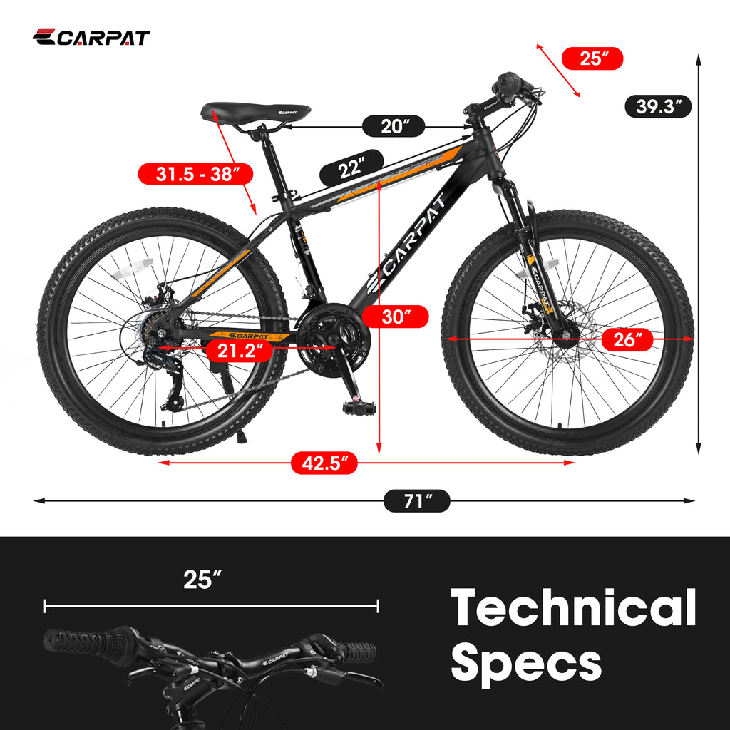 26 Inch Mountain Bike, Shimano 21 Speeds