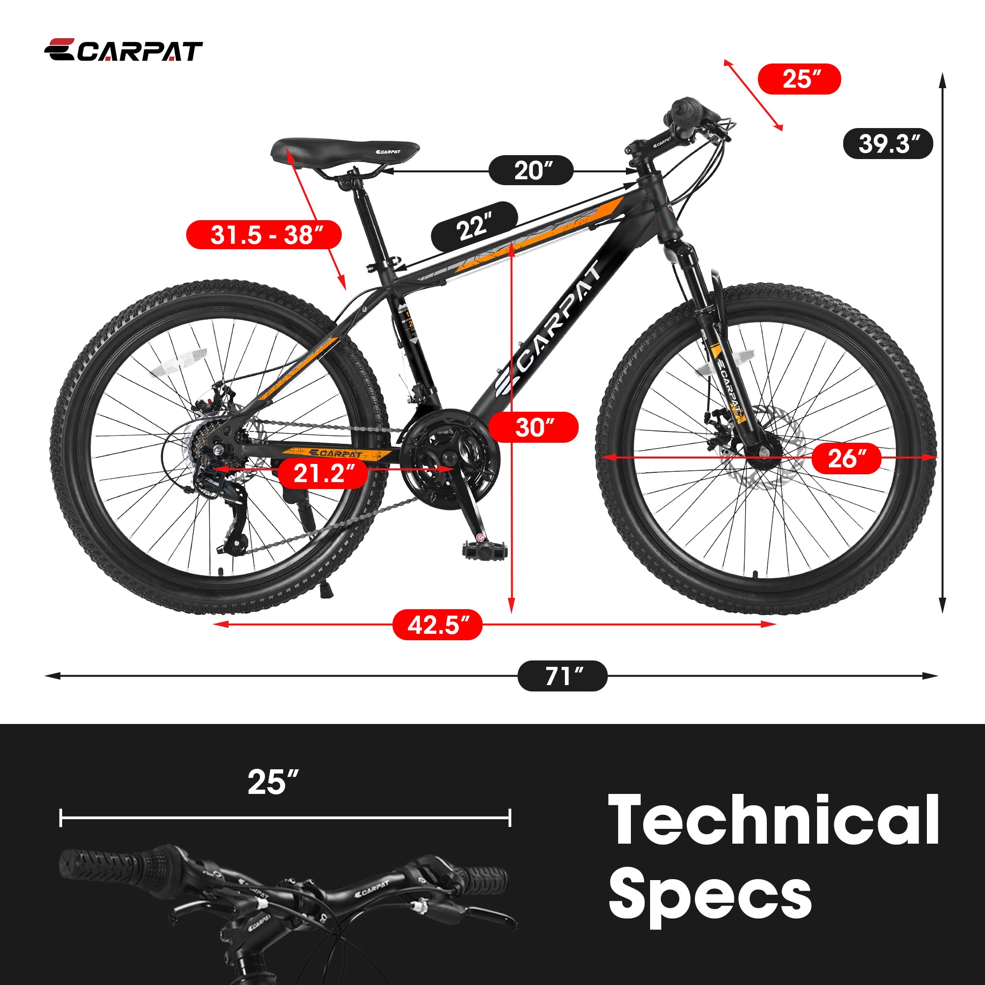 26 Inch Mountain Bike, Shimano 21 Speeds