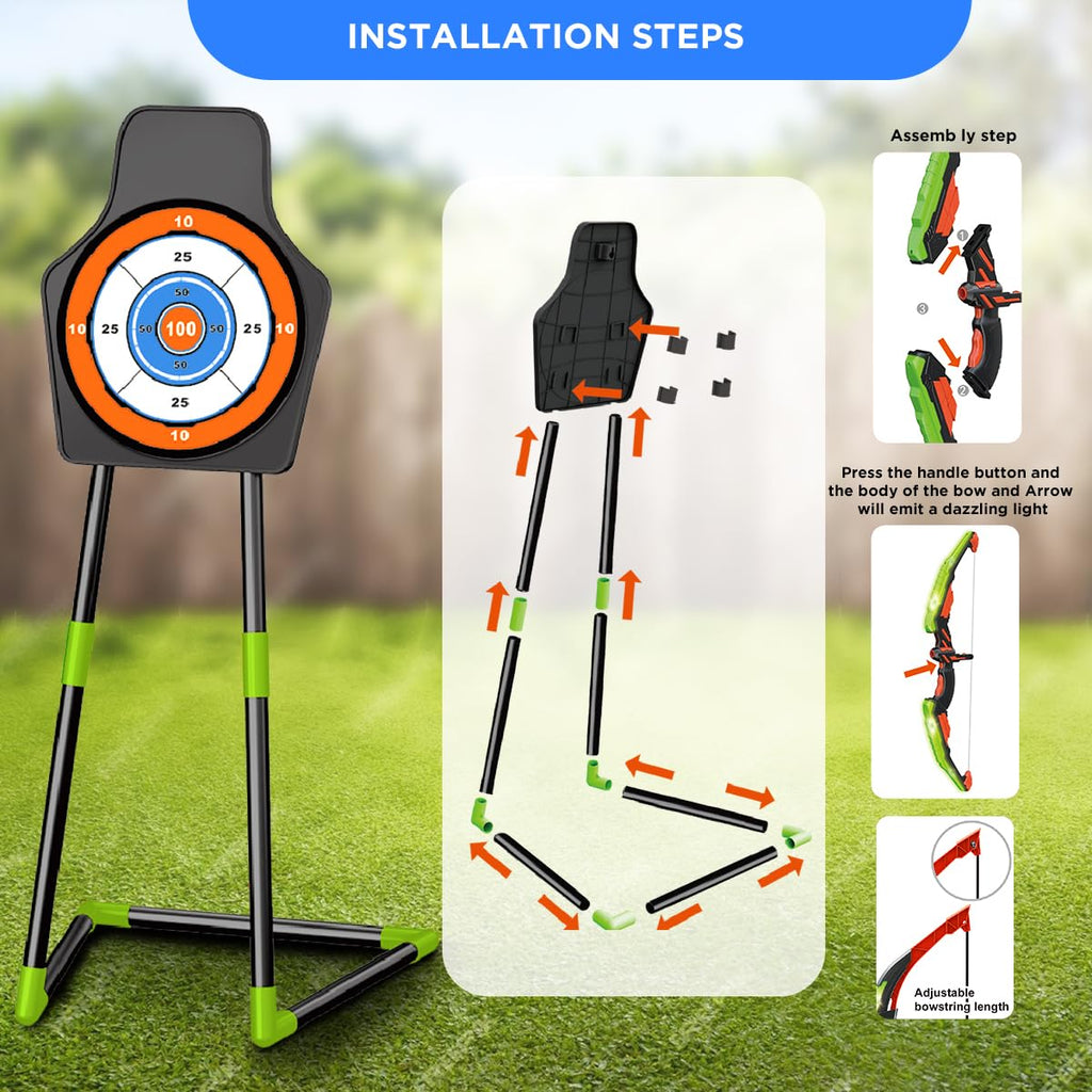 2 Bow LED Light-4 In 1 Archery & Dart Game Set