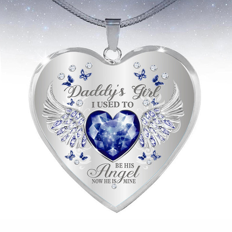 Birthstone Angel Wings Father Memorial Necklace