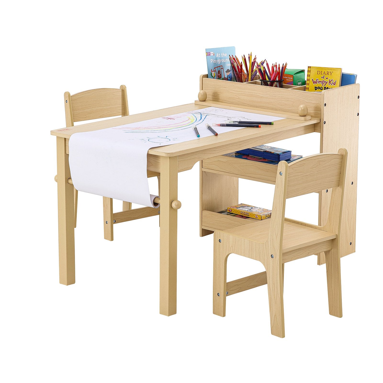 2-in-1 Toddler Craft/Activity Wood Table & Chairs