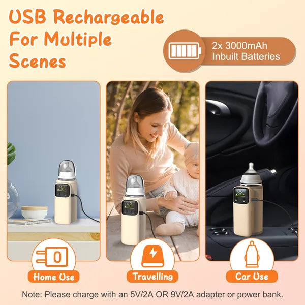 Portable Bottle Warmer With Night Light with 6 heating Levels