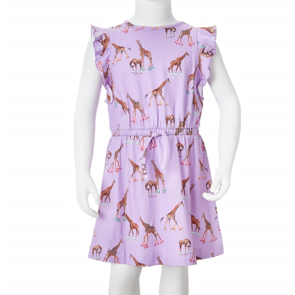 Children's dress with ruffled sleeves and waistband