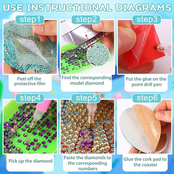 DIY Diamond Art Painting Coaster Kit - Flowers