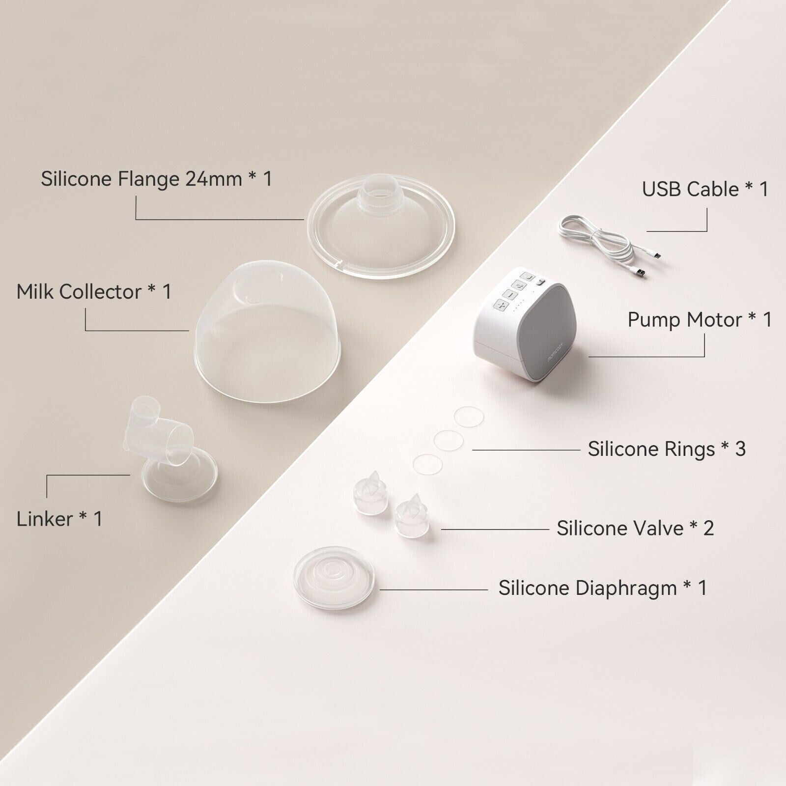 S9 Breast 2pcs Double Wearable Hands-Free Electric Breastfeeding Grey 24mm