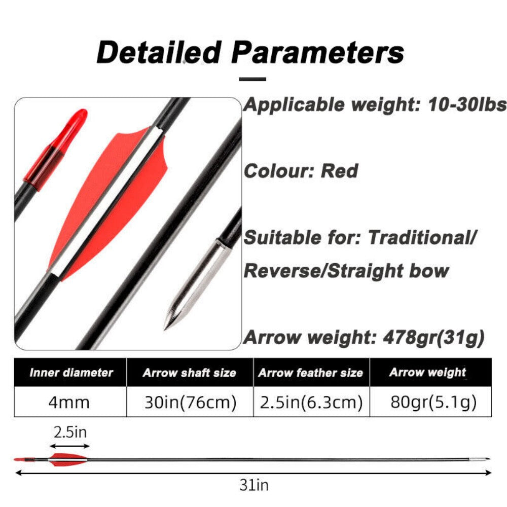 30 Fiberglass Archery Arrows for Target Practice