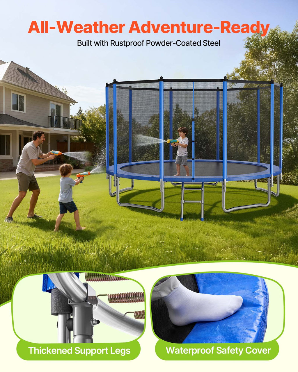 15FT Round Recreational Trampoline With Enclosure net