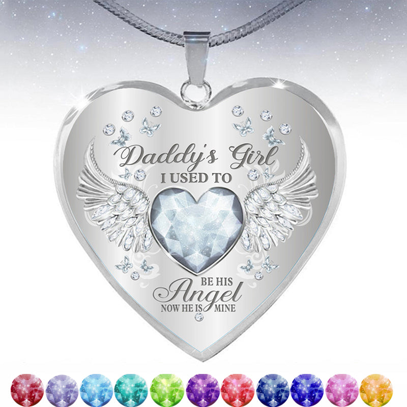 Birthstone Angel Wings Father Memorial Necklace
