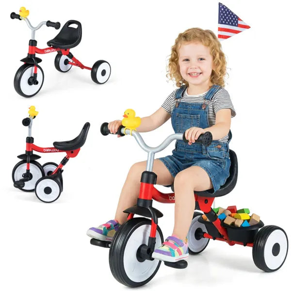 Toddler Foldable 3-in-1 Tricycle With Rainbow LED Wheels