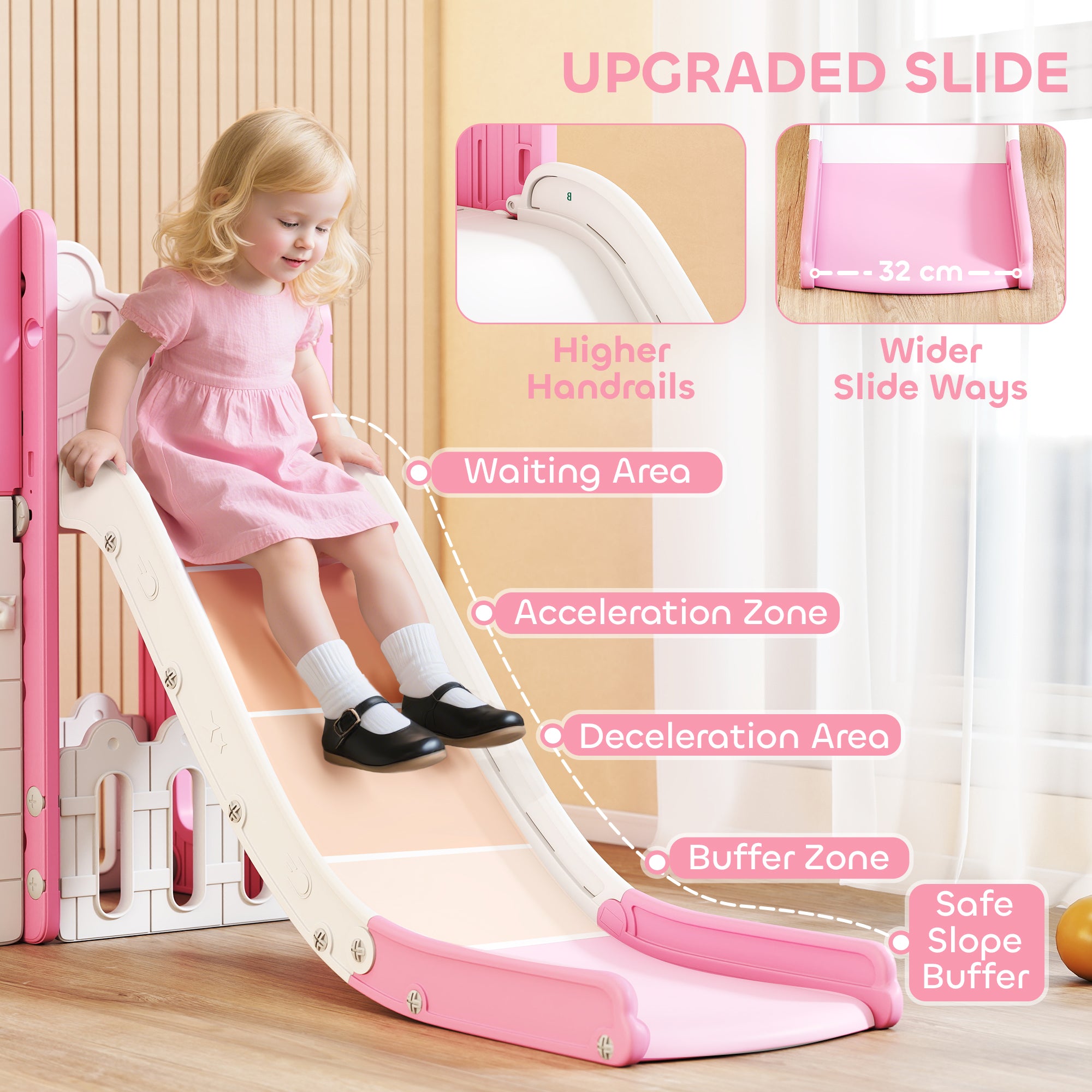 7 In 1 Toddler Slide Set With Basketball Hoop