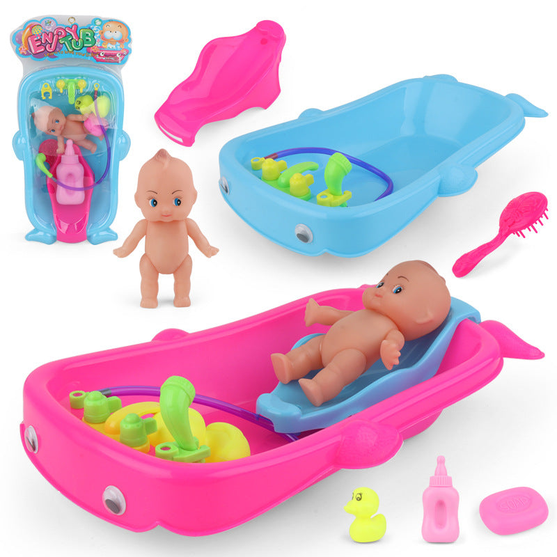 Baby In Tub With Bath Toys