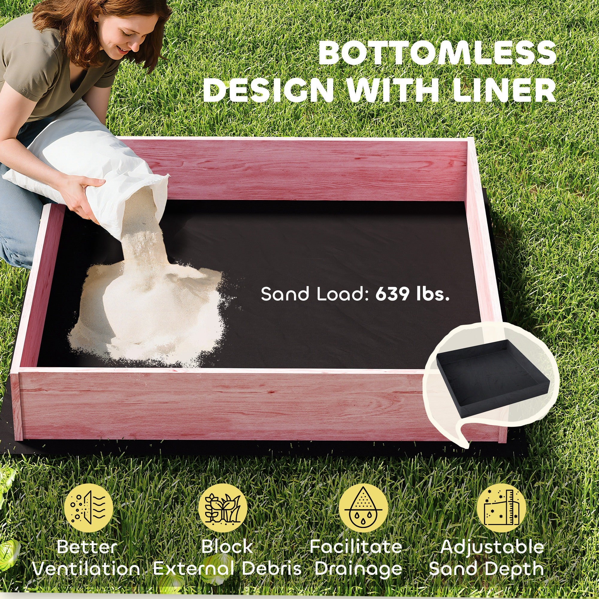 Wooden Sandbox with Cover