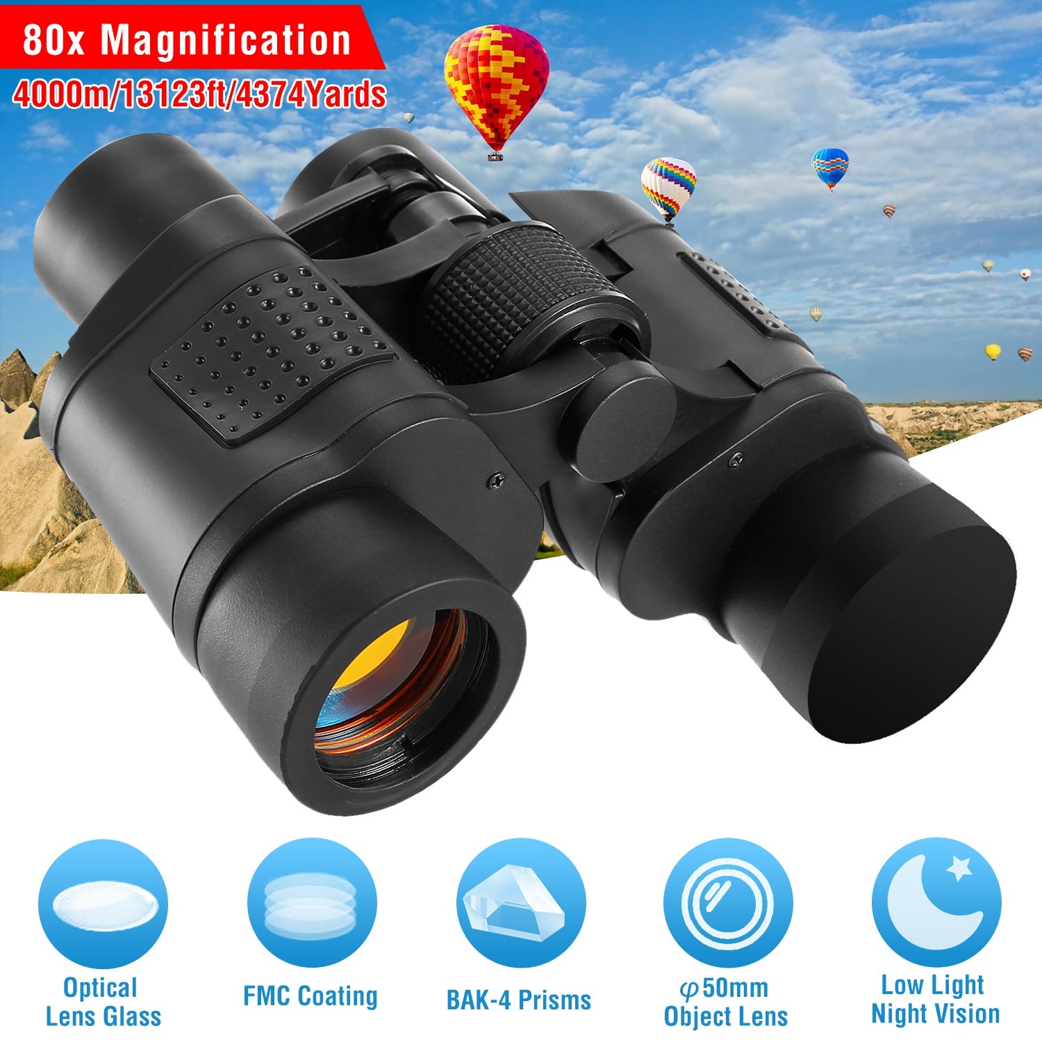 Binoculars 55mm Lens with 80 x Mag.