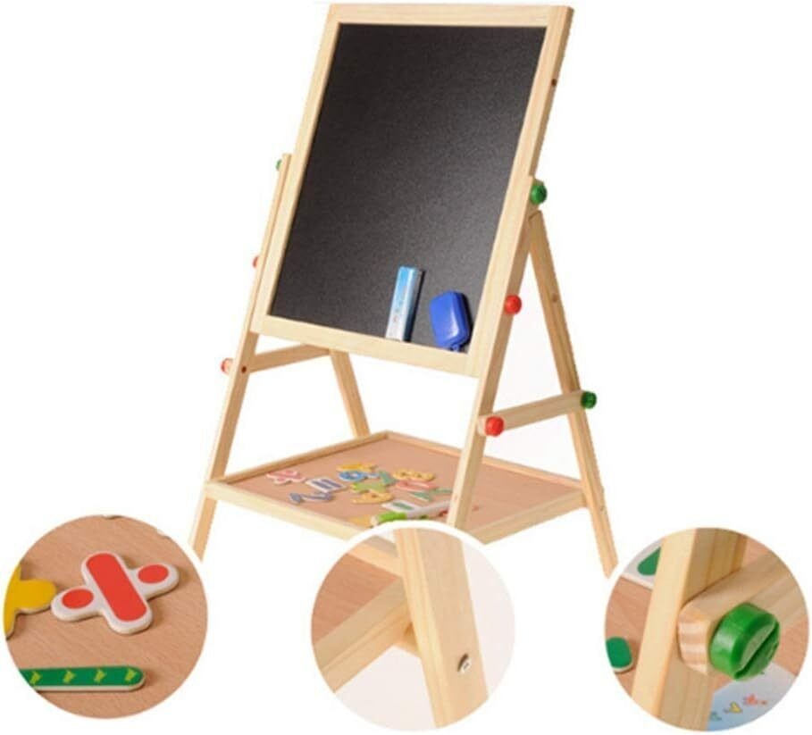 Kids 2 In 1 Wooden Blackboard Whiteboard Art Easel