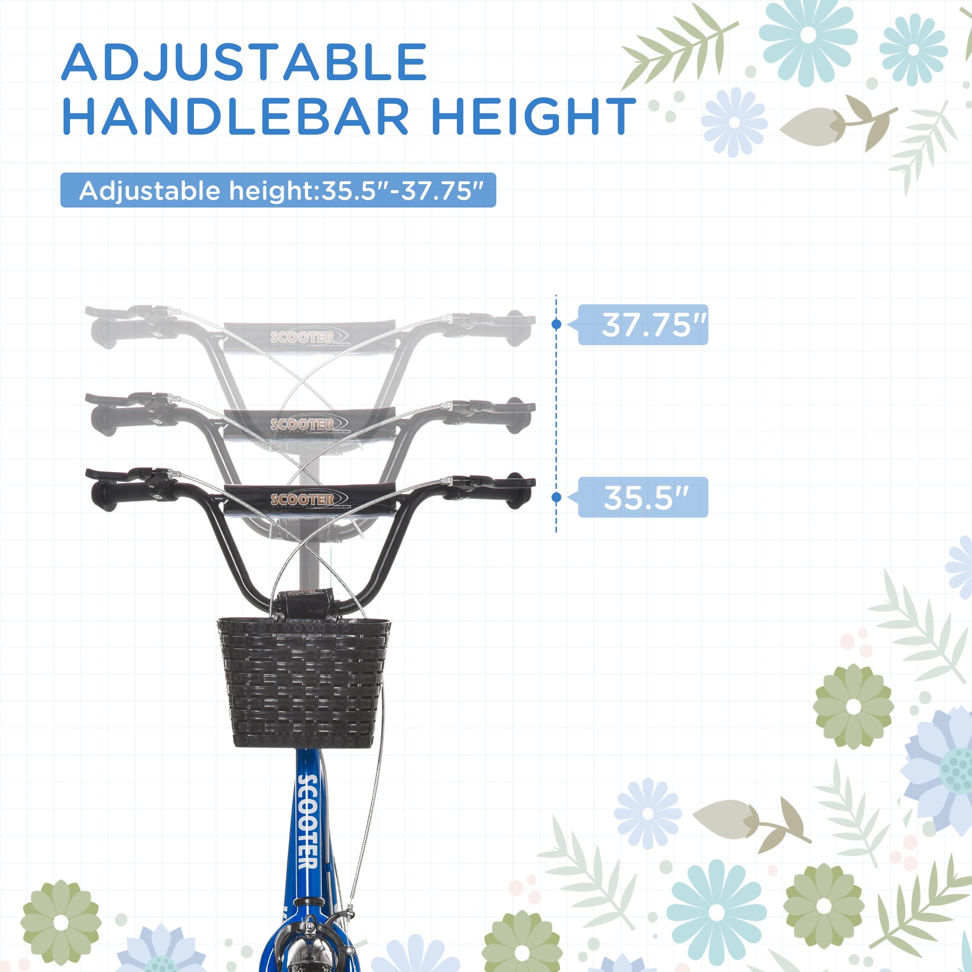 Youth Kick Scooter with 16" Inflatable Rubber Tires