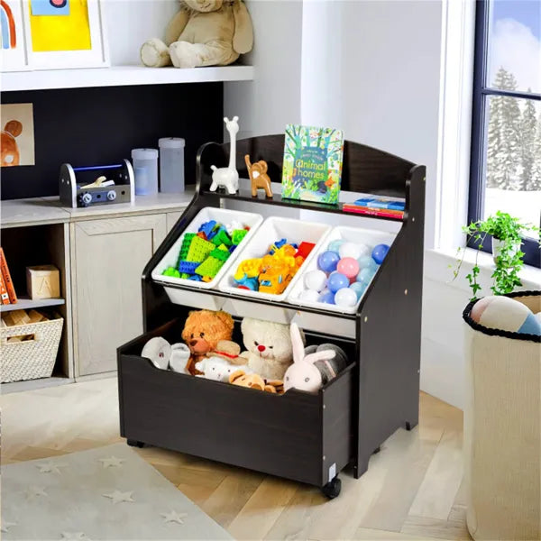 Multifunctional Kids Storage Cabinet w/ Large Capacity Toy Box