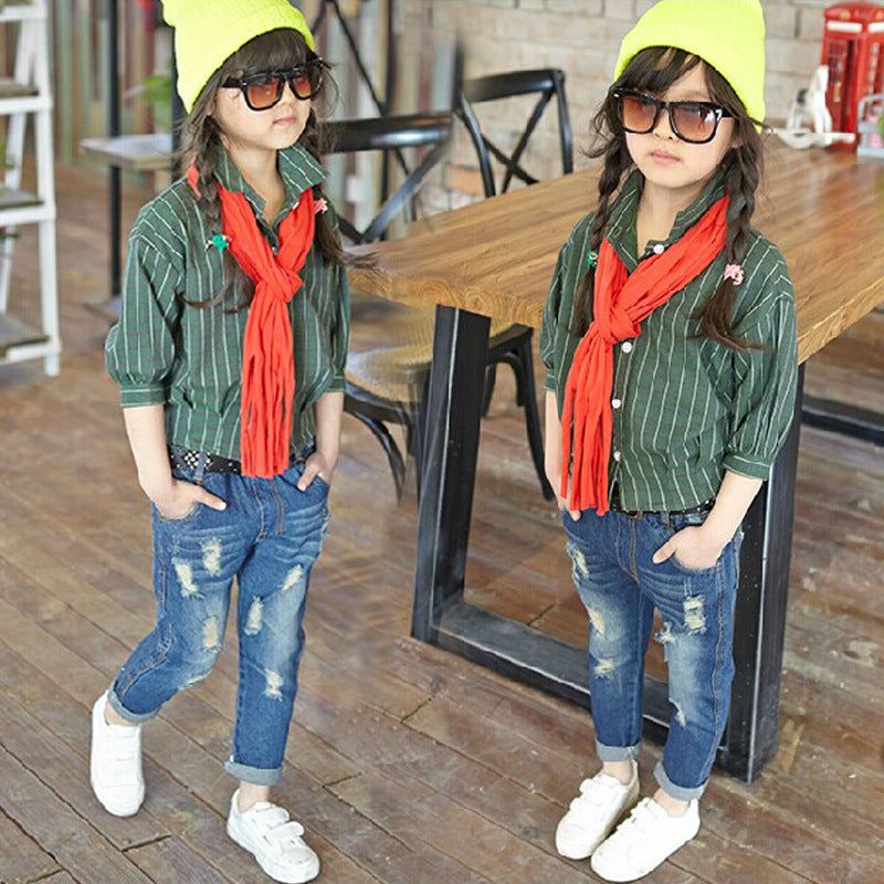 Children's Casual Loose Hole Jeans