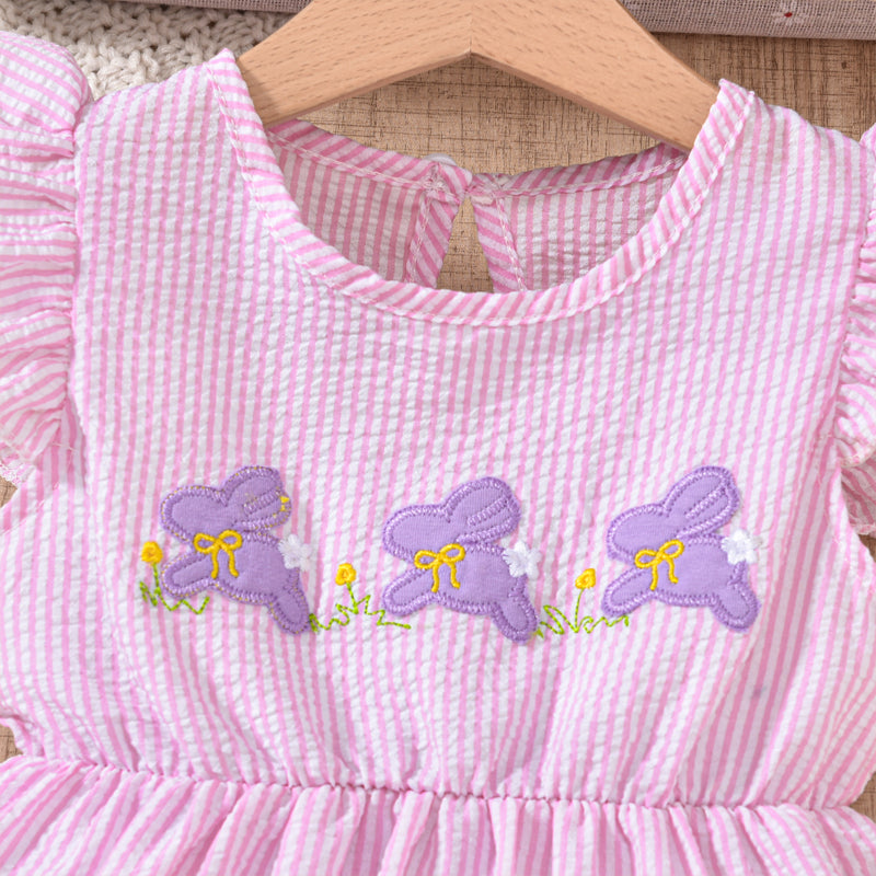Girl's Bunny Embroidered Dress