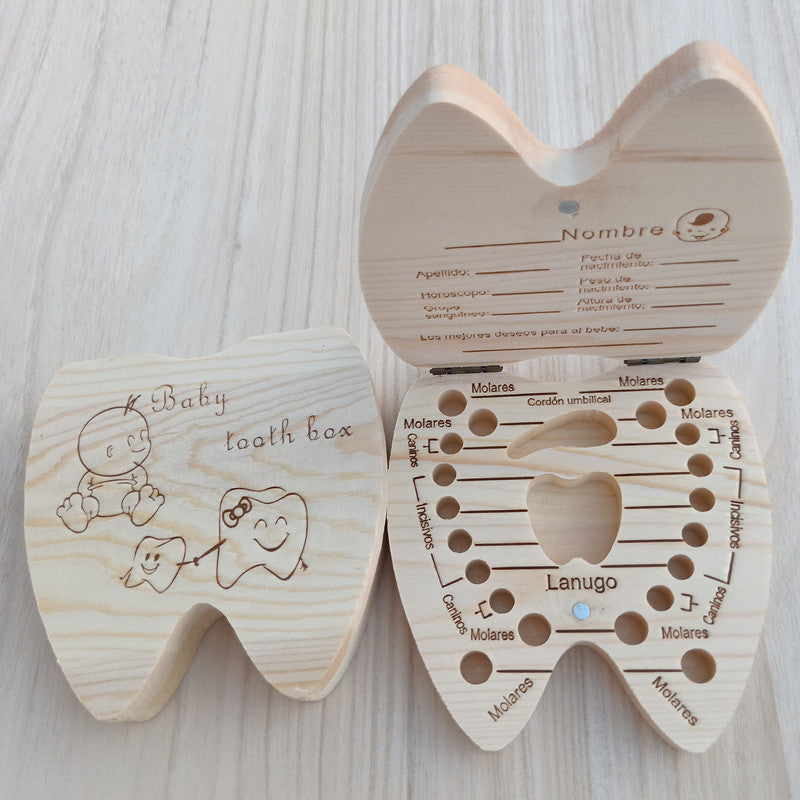 Wooden Deciduous Tooth, Lanugo, Umbilical Cord Keepsake Box