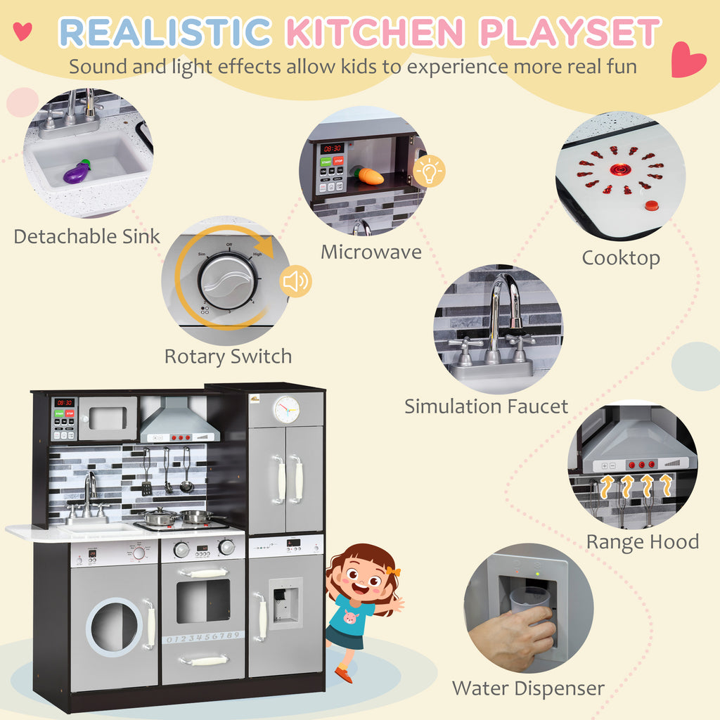 Wooden Play Kitchen with Lights Sounds
