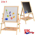 Kids 2 In 1 Wooden Blackboard Whiteboard Art Easel