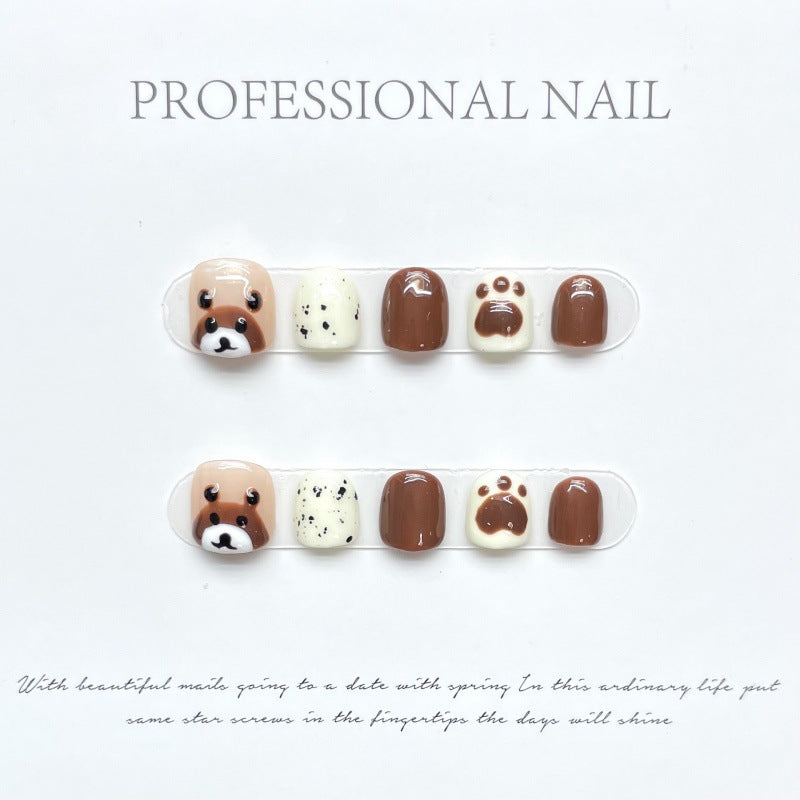 Girls Fake Nails Little Brown Bear