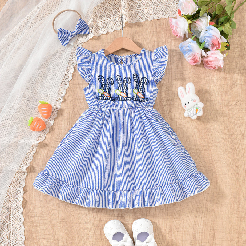 Girl's Bunny Embroidered Dress