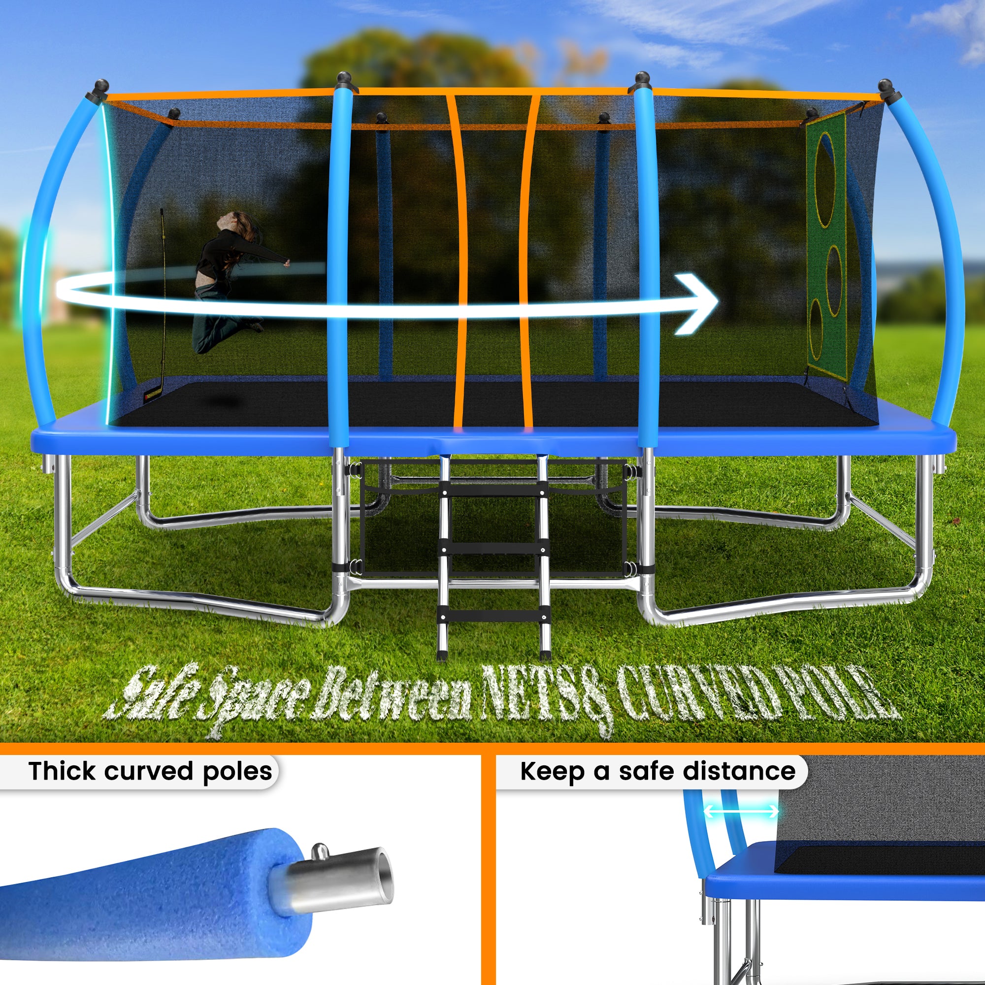 8X14FT Outdoor Rectangular Trampolines For Kids & Adults