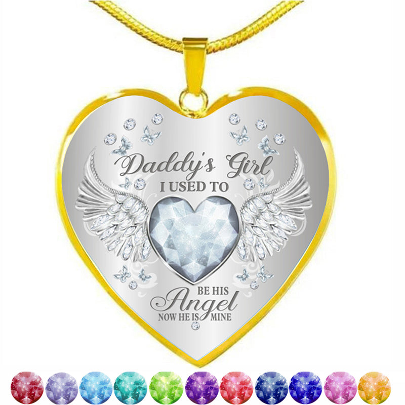 Birthstone Angel Wings Father Memorial Necklace