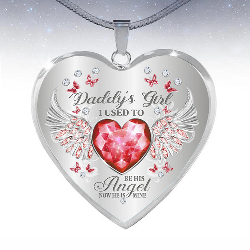 Birthstone Angel Wings Father Memorial Necklace