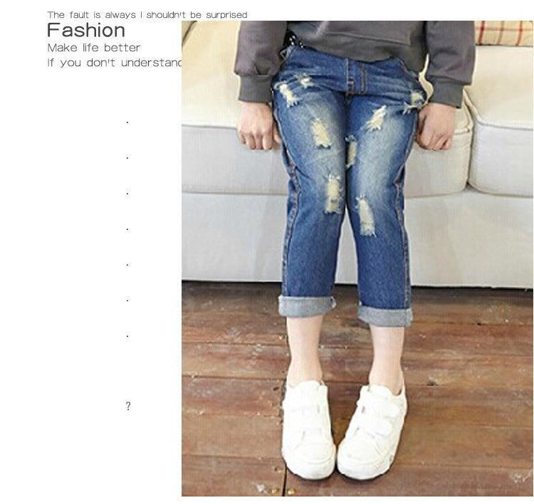 Children's Casual Loose Hole Jeans