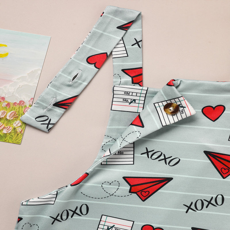 Baby Boy Girl's Casual Heart & Paper Plane Print Overalls